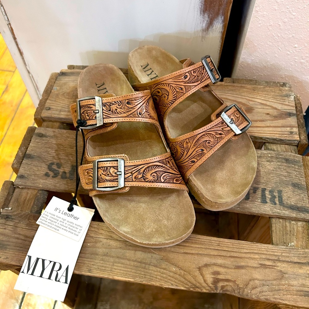 Myra Tooled leather sandals